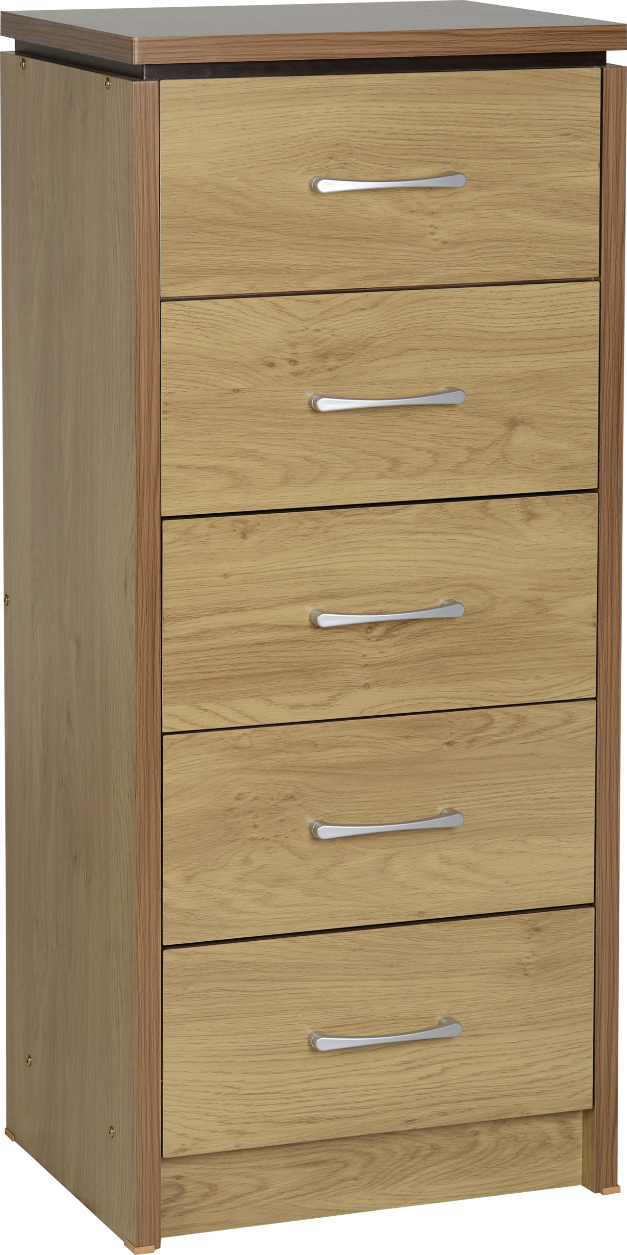 Charles 5 Drawer Narrow Chest In Oak Effect Veneer - Click Image to Close